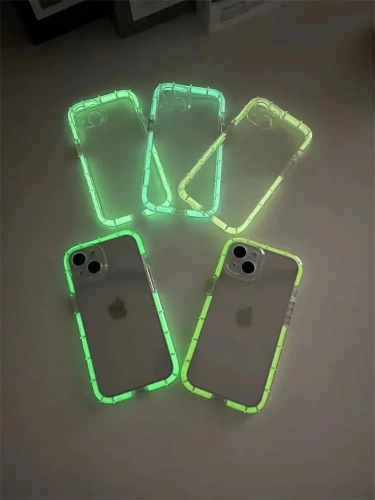 Luxury Shockproof Transparent Phone Case for iPhone 11 12 13 14 15 16 Pro Max X XS XRTransparent Night Light Bumper Cover