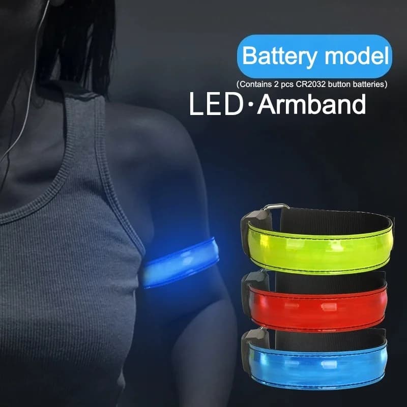 Luminous LED Bracelet Reflective for Night Race, Safety Belt for Open Sports, Cycling, Jogging, Walk, Warning Bracelet