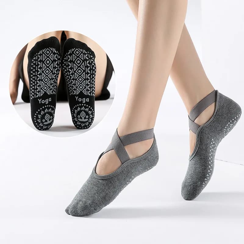 Breathable Yoga Socks for Women, Silicone Antiskid Socks for Pilates, Tallone-Free Socks for Fitness, Dance and Gymnastics in Cotton