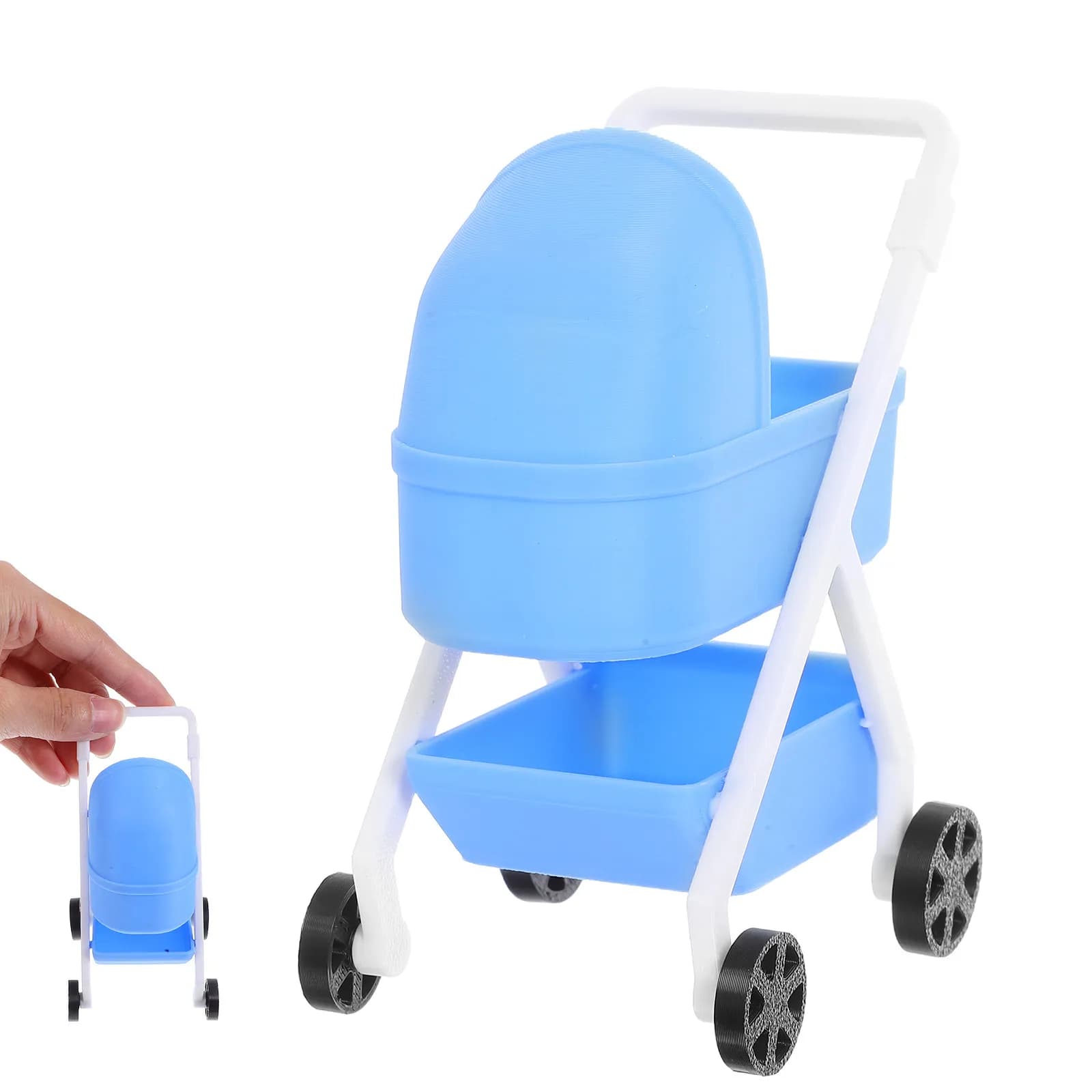 Culla e passeggino realistici in scala 1:12, leggeri e mobili, decorazione per casa delle bambole, accessorio per giochi di ruolo per bambini