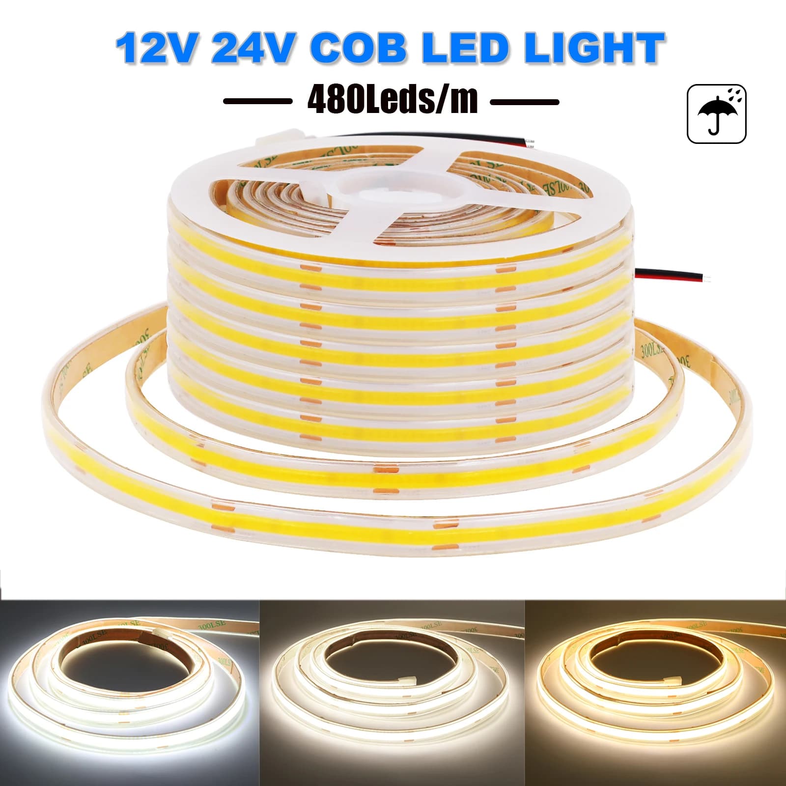 Waterproof 480 LED/M 0.5 M-20M 3000K 4000K 6000K Home decoration LED light with high brightness flexible ribbon rope