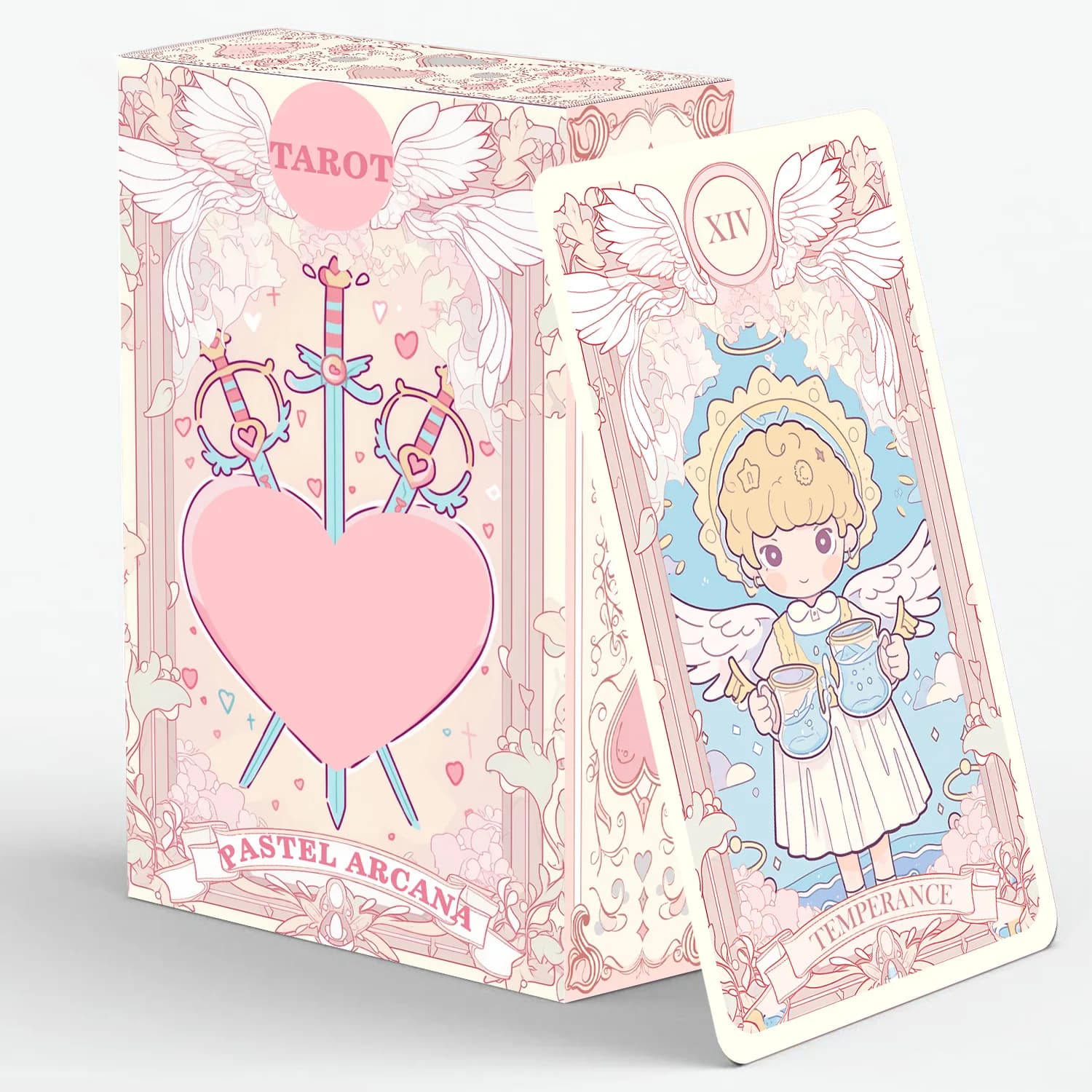 Mazzo di Tarocchi Pastel Arcana, 78 Carte Set Completo con Guida, Carte Tarocchi Pastel Kawaii in Carta Spessa 400GSM, Oracolo Mistico