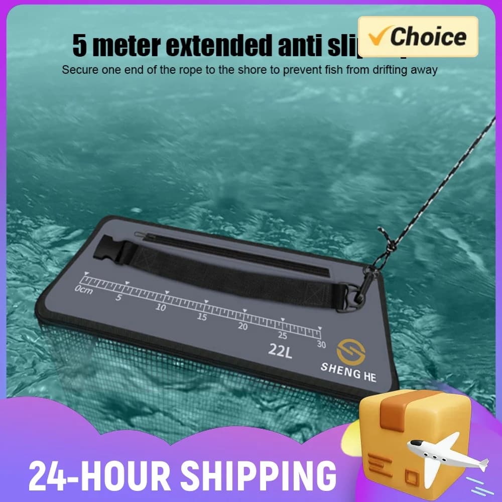 Fish Guard Net 17L/22L/29L Live Fish Barreled Fishing Box Quick Drying Multifunction Bucket Outdoor Fishing Tackle Gear
