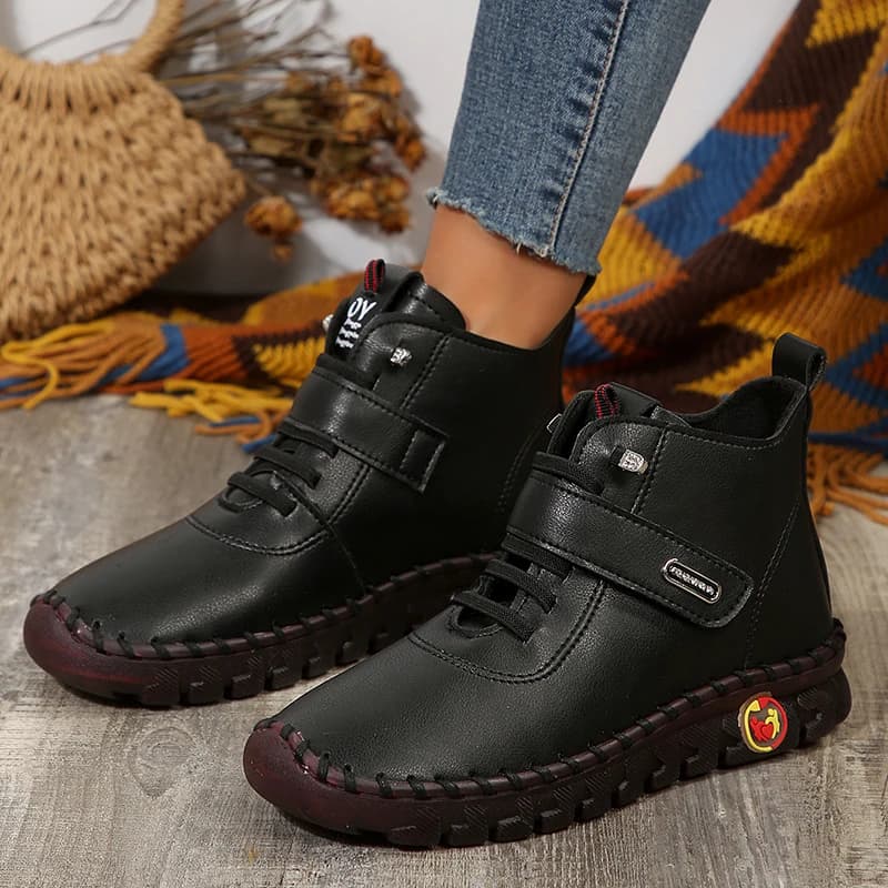 Stivali ortopedici invernali da donna Scarpe autunnali in pelle con pelliccia Mocassini rossi Stivaletti da donna Scarpe da ginnastica in peluche per mamma