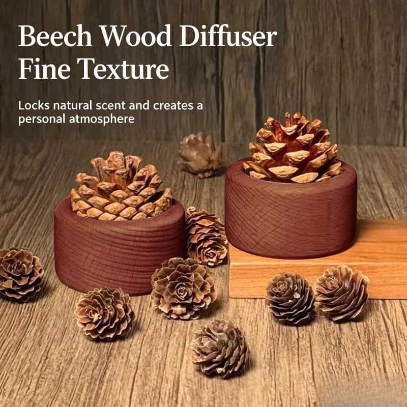Pine Cone Wood Diffuser No‑Fire Aroma Decor Desktop Ornament Car Fragrance Essential Oil Diffuser