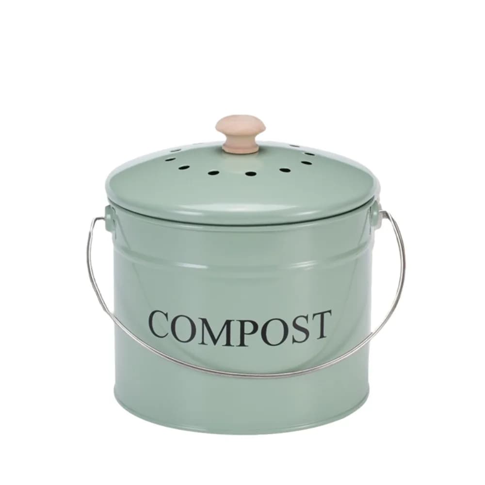 Odorless Kitchen Compost Bucket Large Capacity with Lid Kitchen Trash Bin Folding Handle Round Food Waste Composting Bin