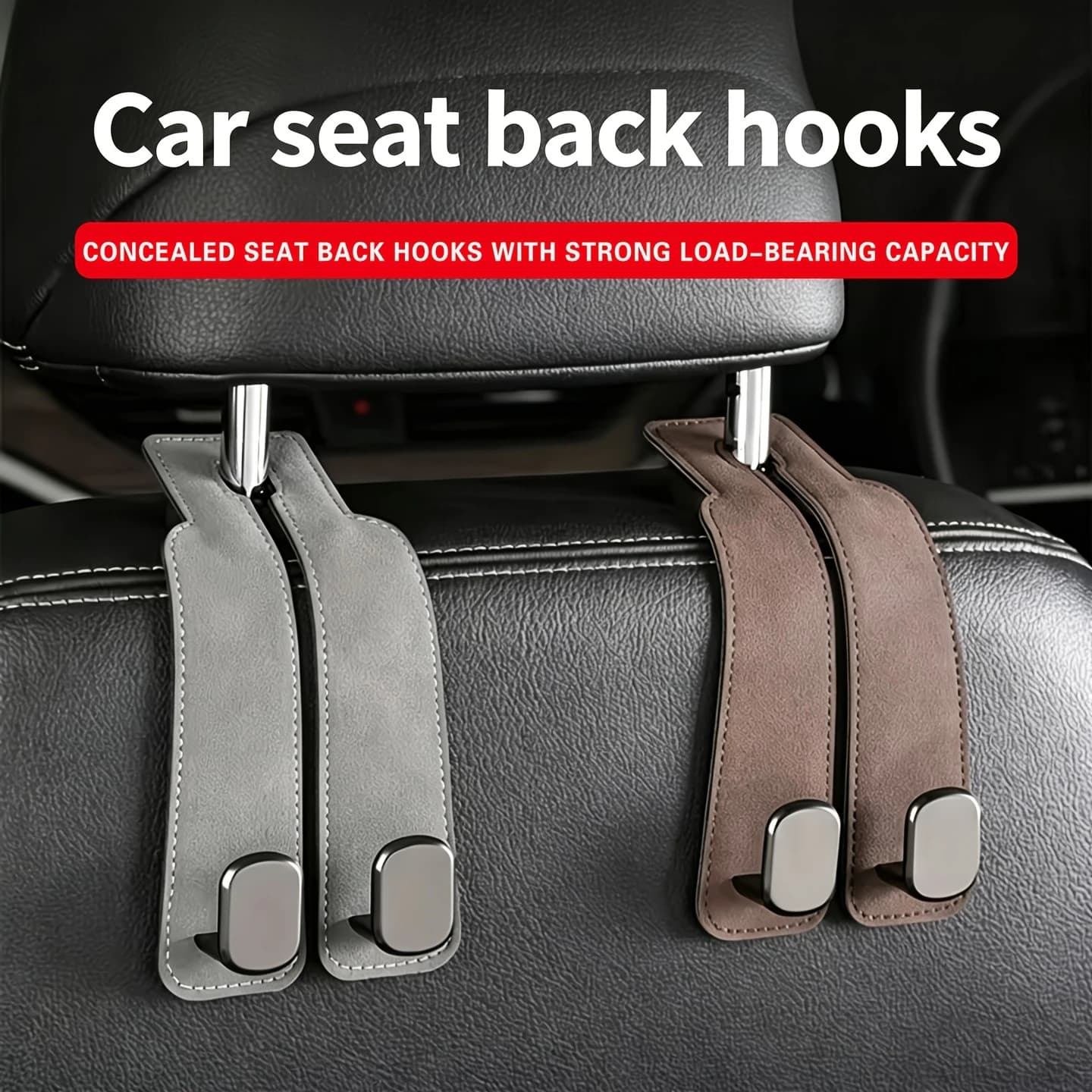 Car seat backrest hook cover (with 2 hooks), hidden hook design—universal design suitable for all models and automotive parts