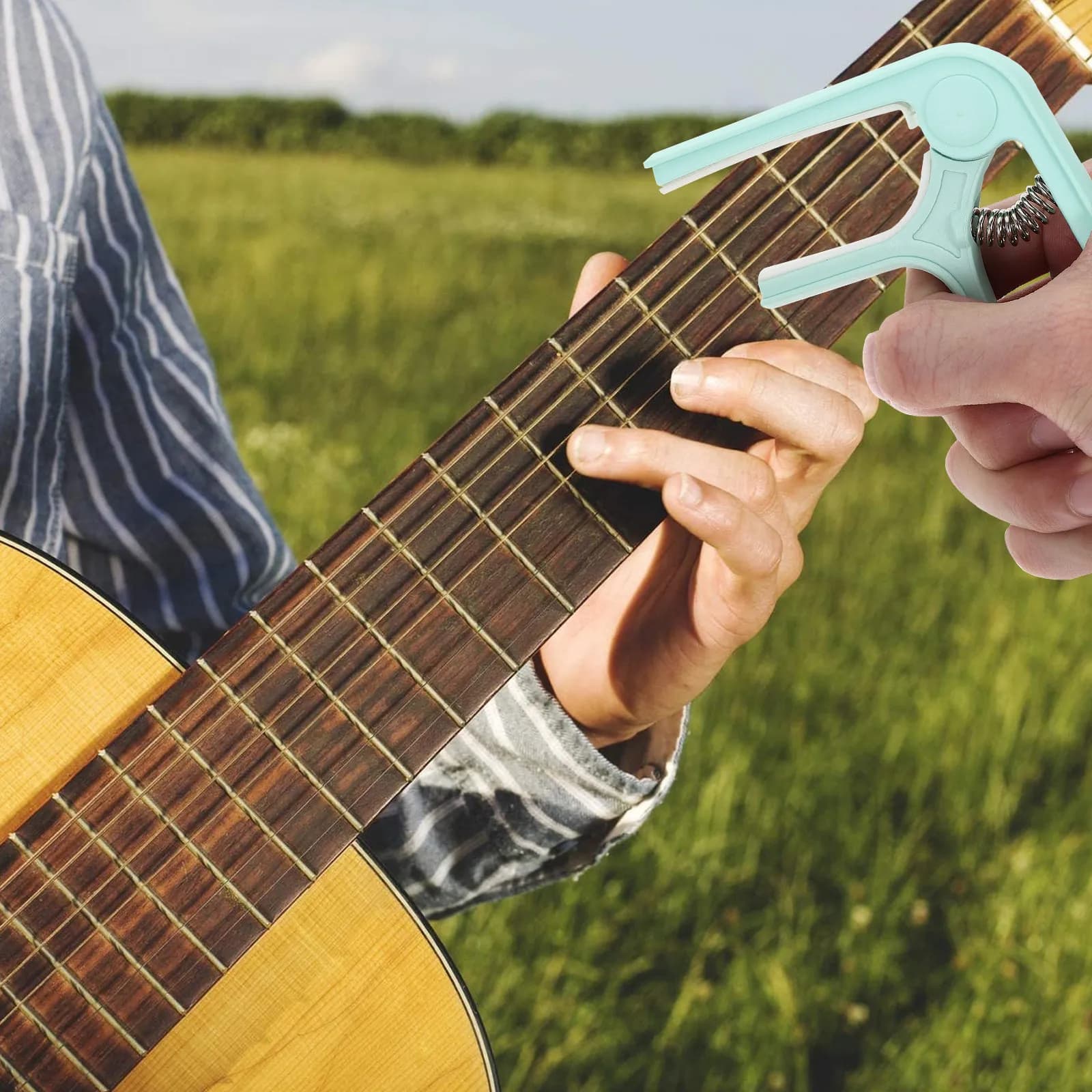 2 Pezzi Capotasto per Chitarra in Plastica, Morsetto a Molla per Chitarra Acustica e Ukulele, Clip Accordatore, Accessori Musicali, Regalo