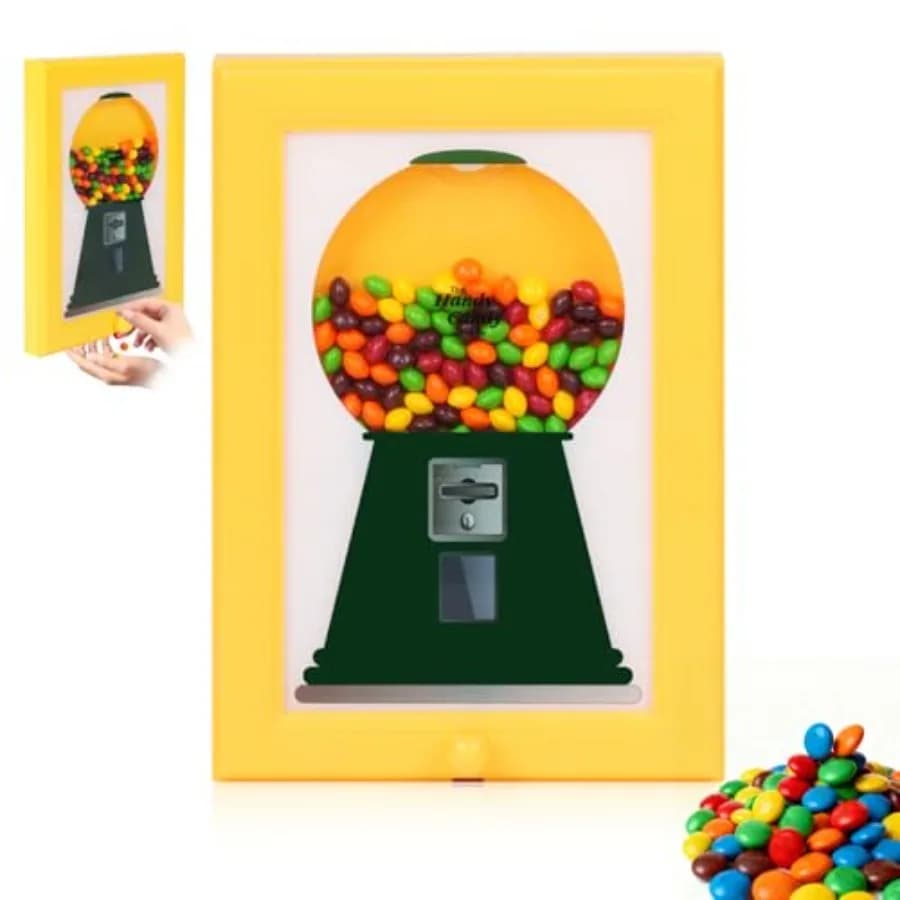 Candy Dispenser Picture Hanging Frame - Gumball Machine in a Frame, Wall Candy Dispenser Perfect for Candies and Nuts, Birthday