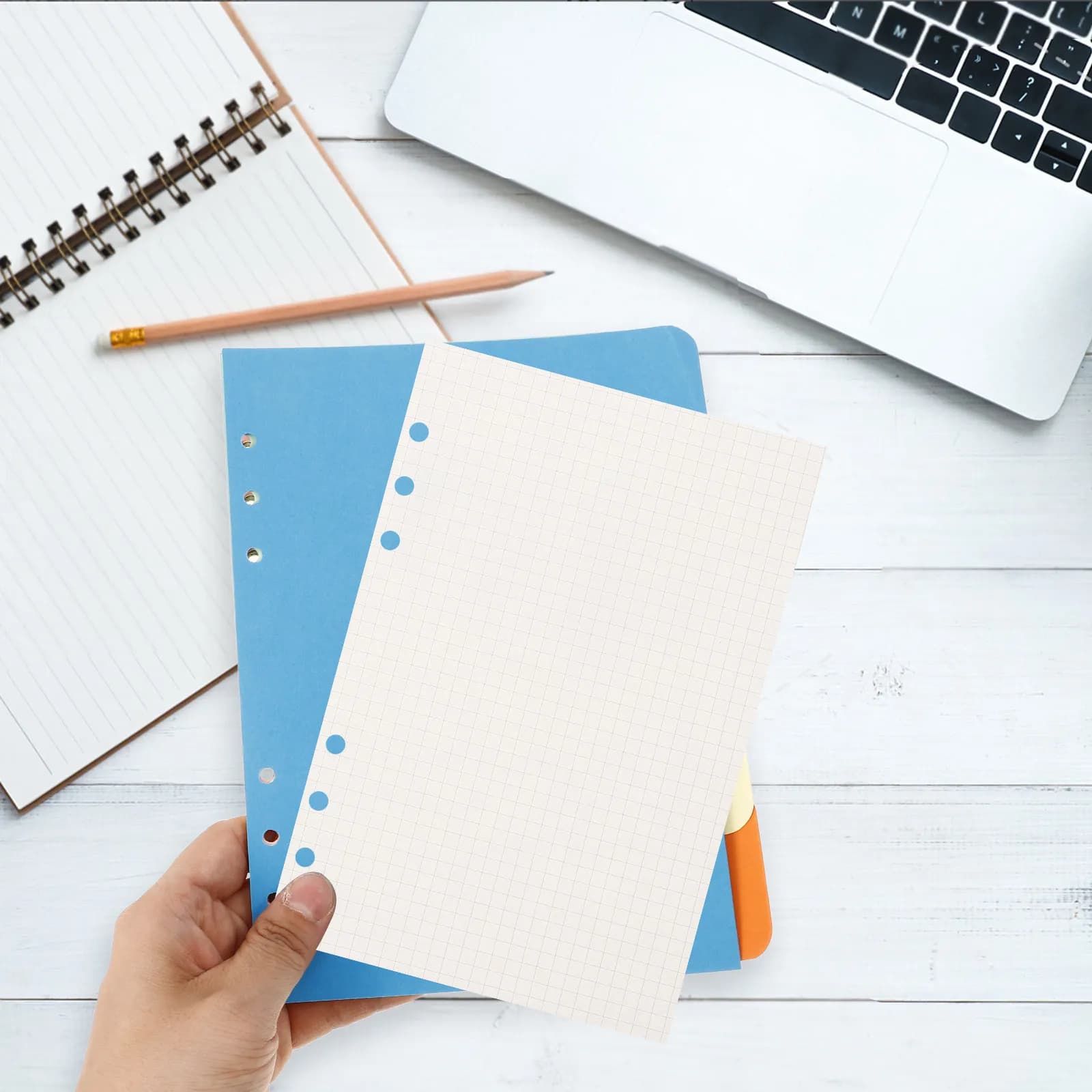 225Pcs A5 6 Ring Refill Paper Pack Precision Grid Layout for Binder Notebook Planner Inserts Checklist Journal Notepad