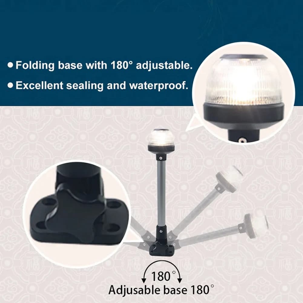 A64T-All-Round LED Plug-In Mount Luce di navigazione Barca LED Luce di poppa Yacht Luce di ancoraggio di poppa E011201-12A Facile installazione Facile da