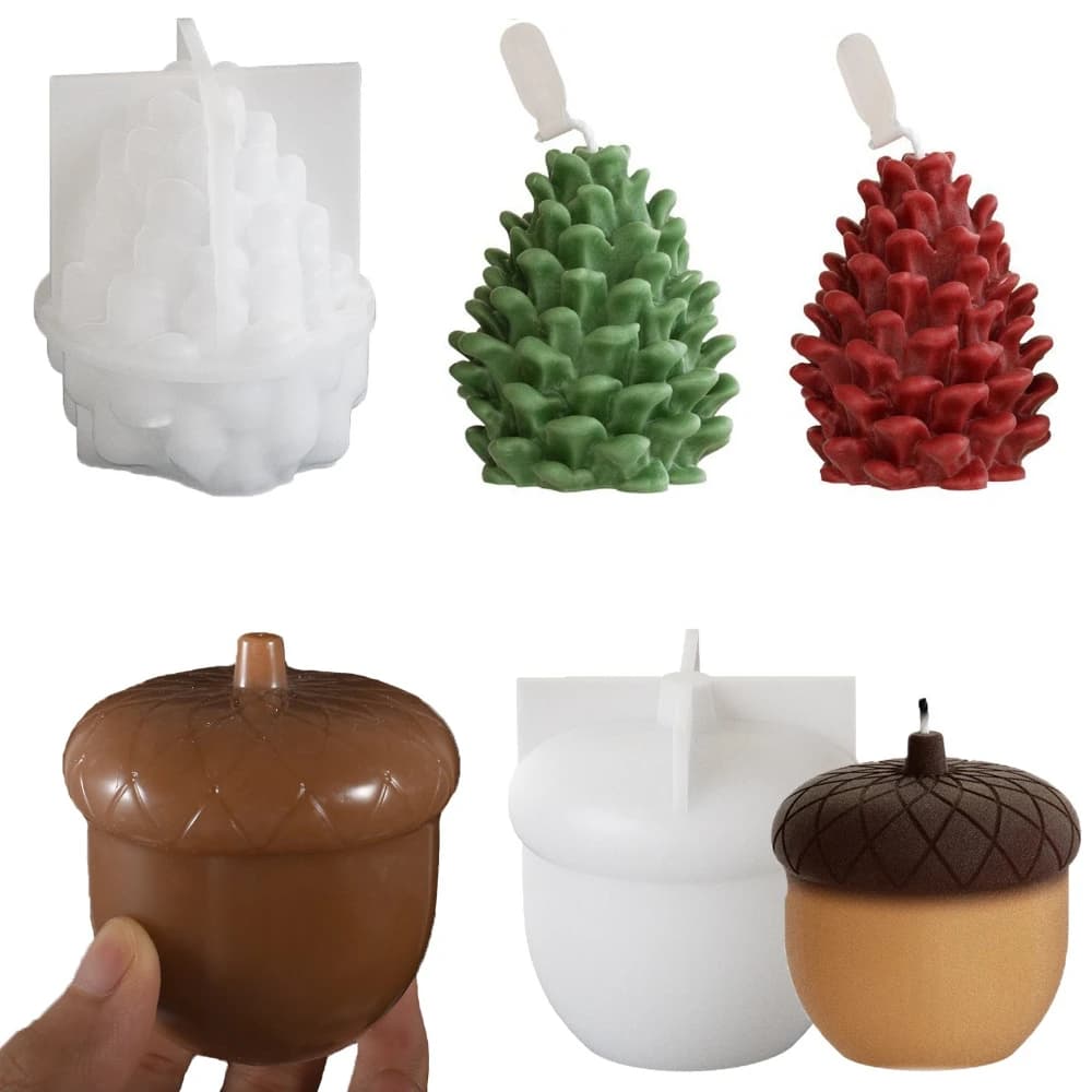 Stampo per candela in silicone con pigna, pigna di Natale, stampo in resina per gesso, nocciola fai da te, colla a goccia, argilla, ornamento per auto, souvenir fatti a mano