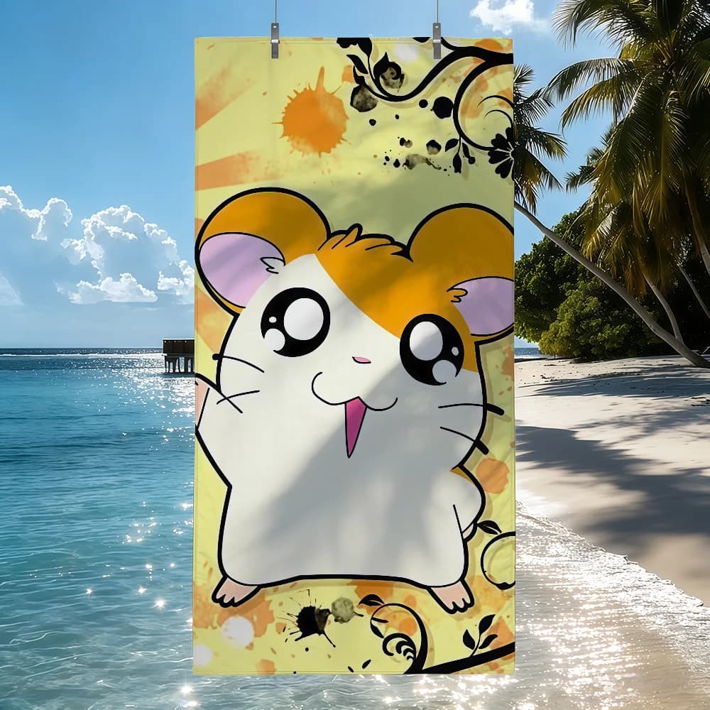 Hamtaro Cute Towel Beach Shower Bath Travel Lightweight Skin Friendly for Pool Camping Cruise Summer
