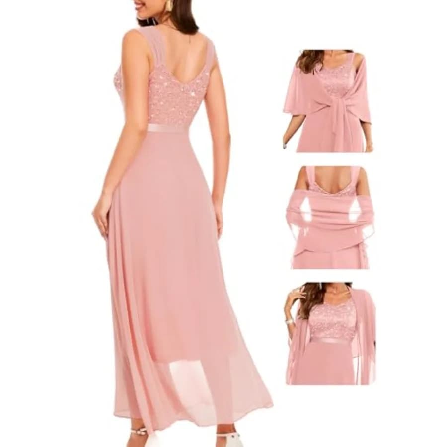 Abito da cerimonia BeryLove con paillettes, elegante, in pizzo, per invitati a matrimoni, feste di gala, cocktail, serate, per la madre della sposa