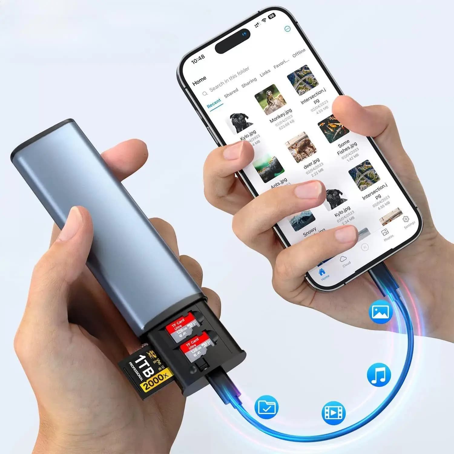 Adattatore Smart Multifunzione per Schede di Memoria TF, Cavo USB, Box 6 KIT, Lettore Multi-Cavo per Schede SD e SIM