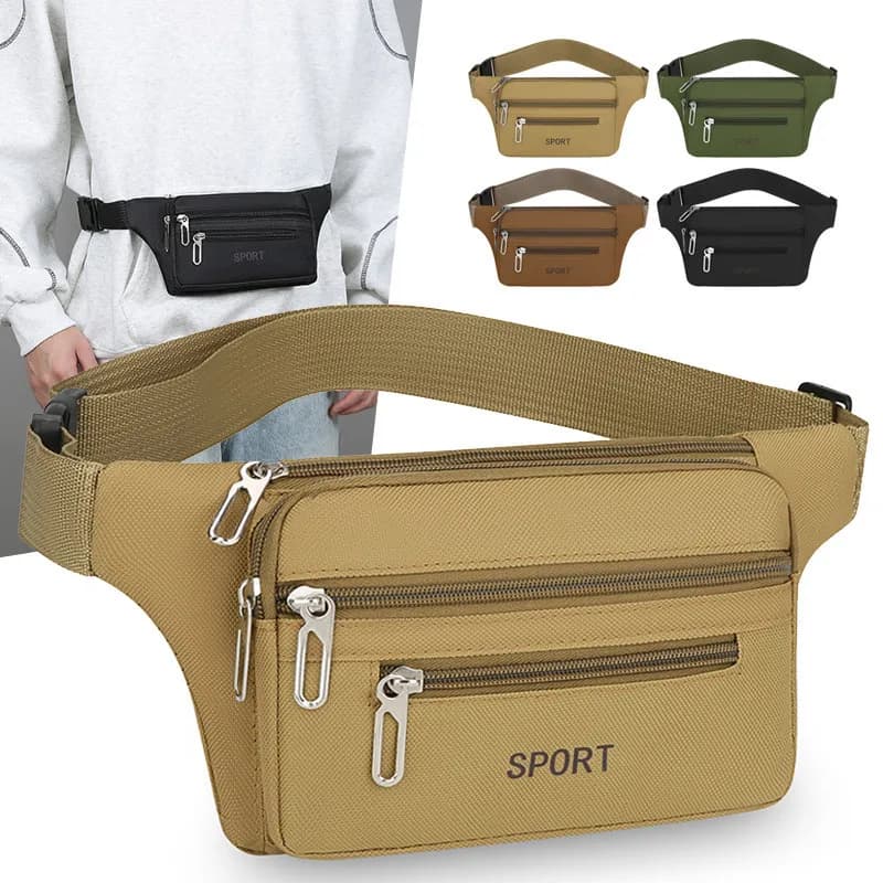 Multi‑Zipper Sport Waist Pack Large‑Capacity Fanny Pack Adjustable Belt Pouch Lightweight Bag For Outdoor Running Hiking Travel