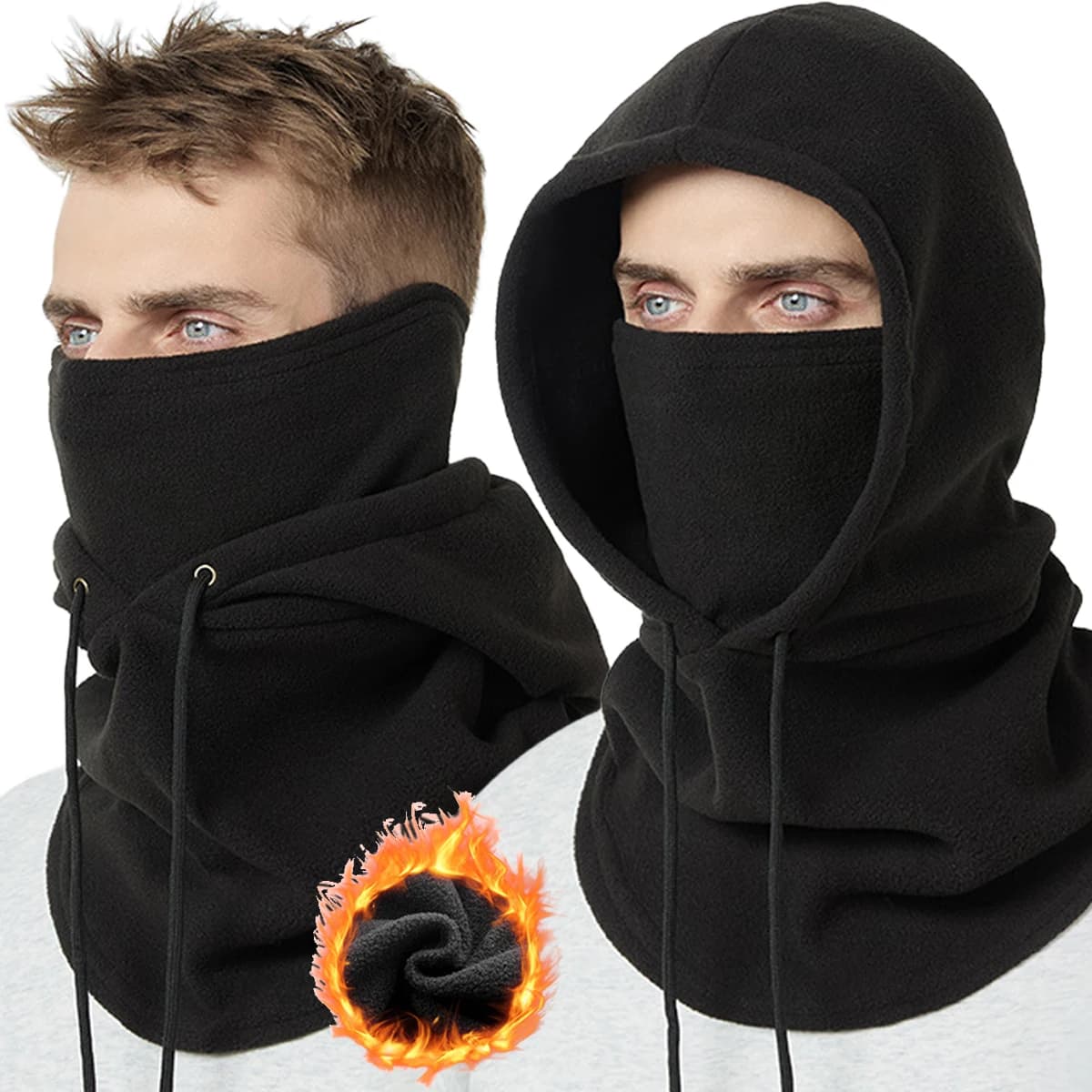 Winter Thermal Fleece Hat Hooded Outdoor Windproof Cold Warm Skiing Face Mask Cap Men Women Neck Cycling Face Balaclava Caps