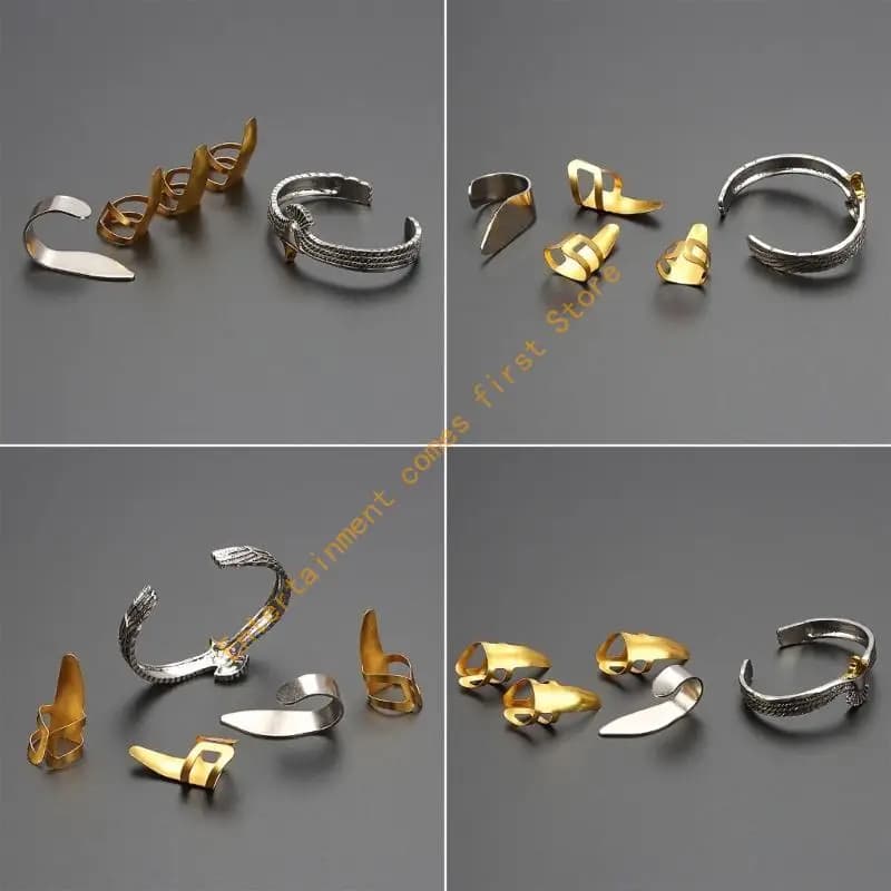 Guitar Thumb Finger Picks Adjustable Metal Fingertips Protector Plectrums Bracelet Kits for Acoustic Guitar Bass Ukulele 55KD