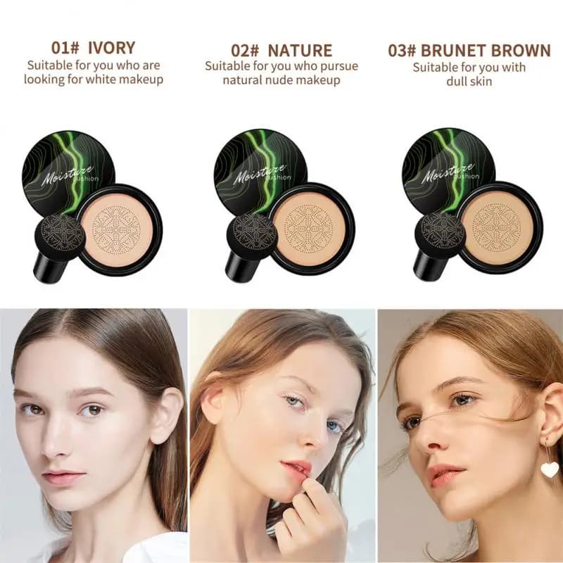 1/2/3 pcs fungus head air cushion CC cream foundation moisturizing natural concealer whitening oil control cosmetics for makeup BB