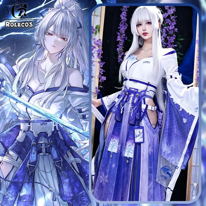 ROLECOS Game Wuthering Waves Hiyuki Cosplay Costume Awakened Form Outfit Women Carnival Halloween Role Play Uniform Dress Wig