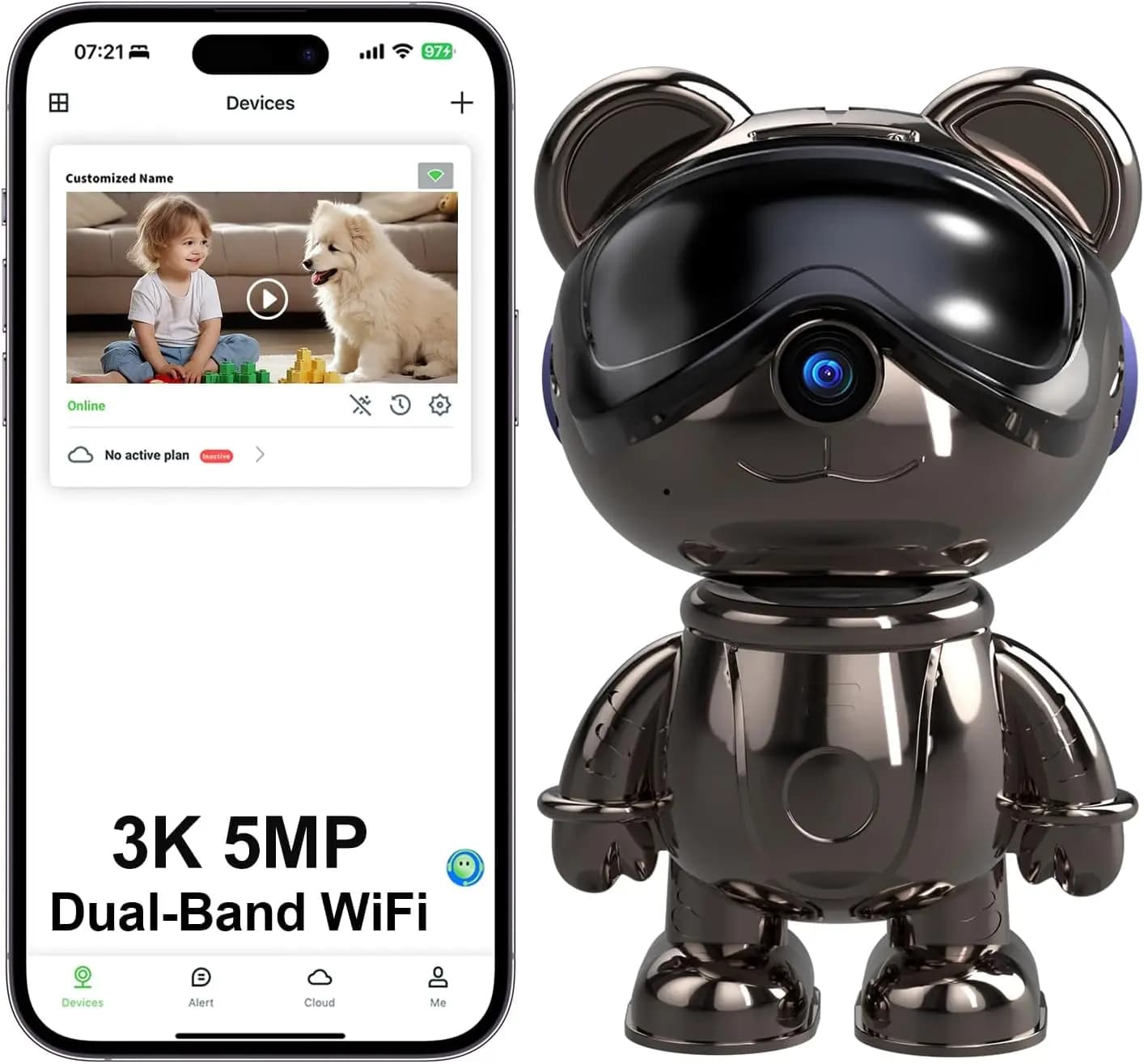 Indoor WiFi Security Camera, 5MP Pan/Tilt Baby Monitor & Pet Camera with AI Motion Tracking & Auto-Follow, Anti-Glare IR Night Vision, Privacy Mode, Compatible with Alexa & Google Home