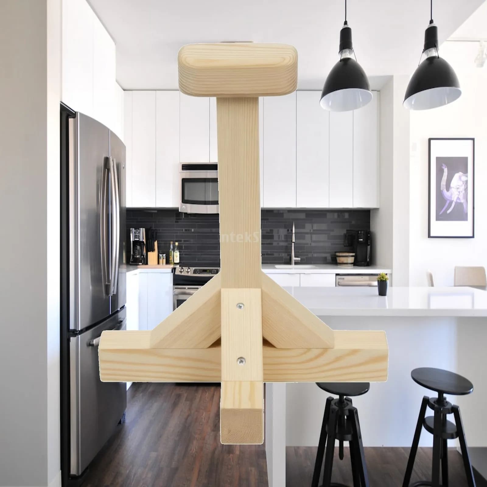 Inverted Support Stand Solid Wood Handstand Cane Comfortable Grip Wooden Handstand Block for Gymnasts, Yogis, Home Gym