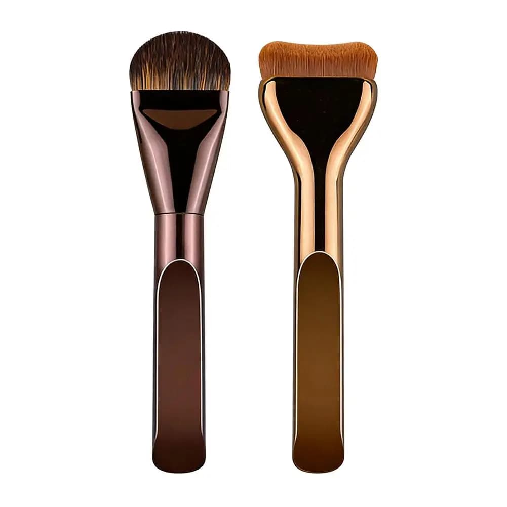 Pennello professionale per fondotinta piatto, spatola ultra sottile, strumento per il trucco, per crema, correttore liquido, illuminante, capelli sintetici morbidi, 2 pezzi