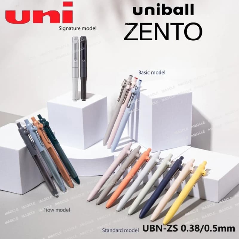 Penne roller Uniball ZENTO Gel, modello Standard 0.38/05 accessori per la scuola con penna per scrittura fluente a inchiostro resistente alle sbavature ad asciugatura rapida