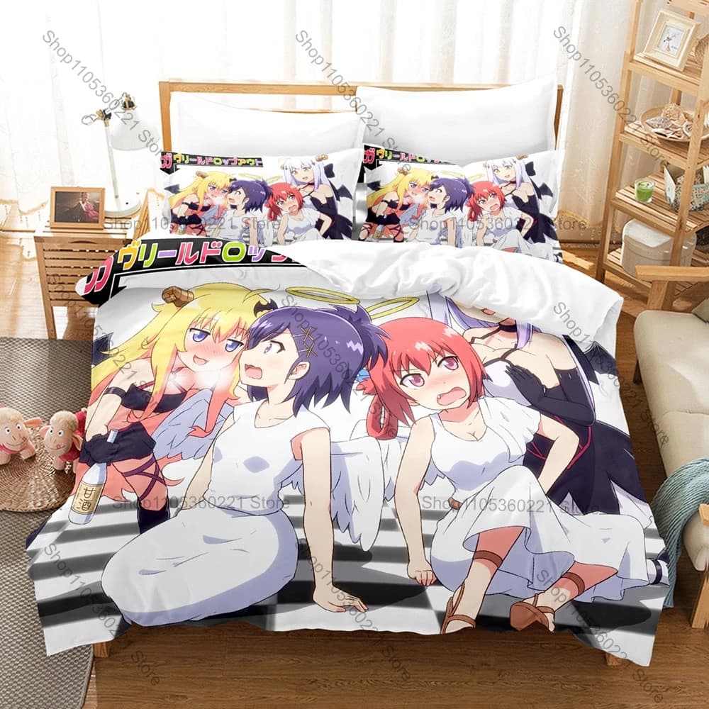 Icon Gabriel & Satania Graphic Gabriel Dropout Anime Bedroom Decor Bedding Duvet Cover + 2 Pillowcases Anime Fan Room Decor