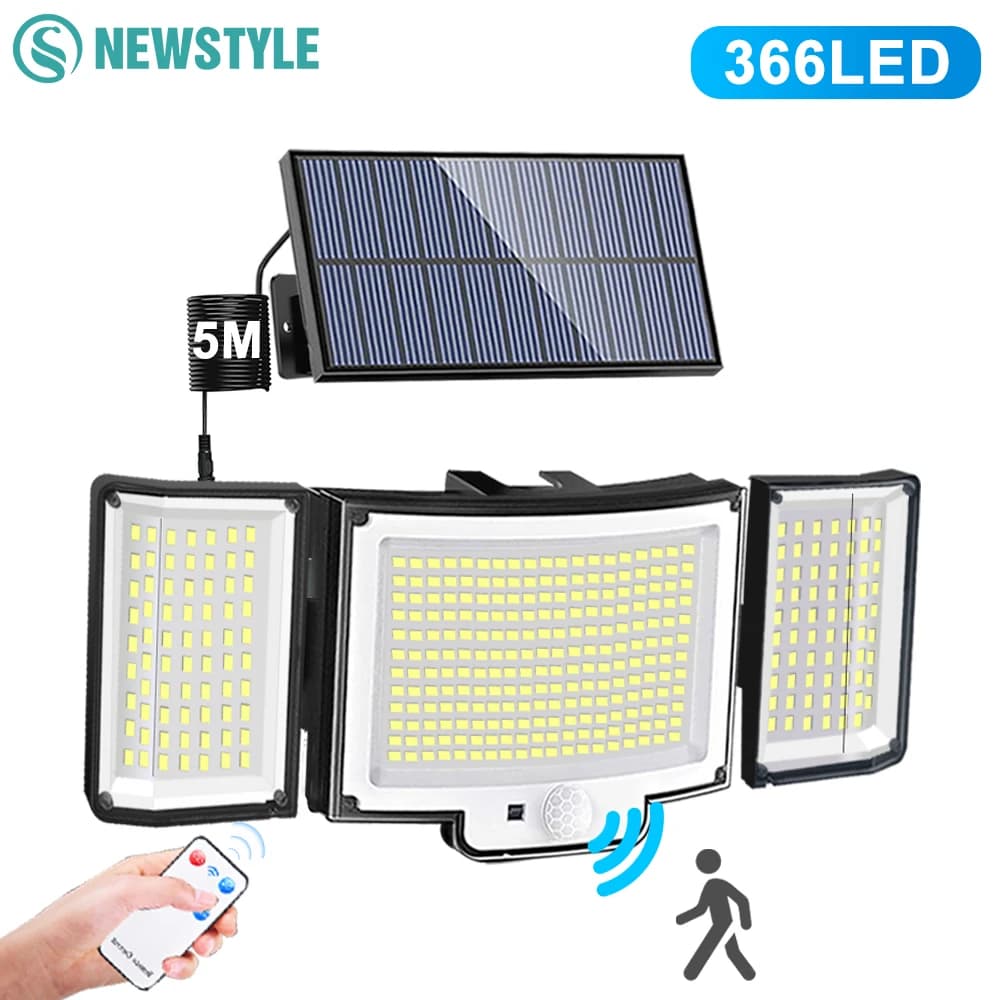 New Solar Outdoor Lights 366LED Solar Energy Safety Light Motion Sensor Wall Lamp 234LED IP65 Garden Raincoat