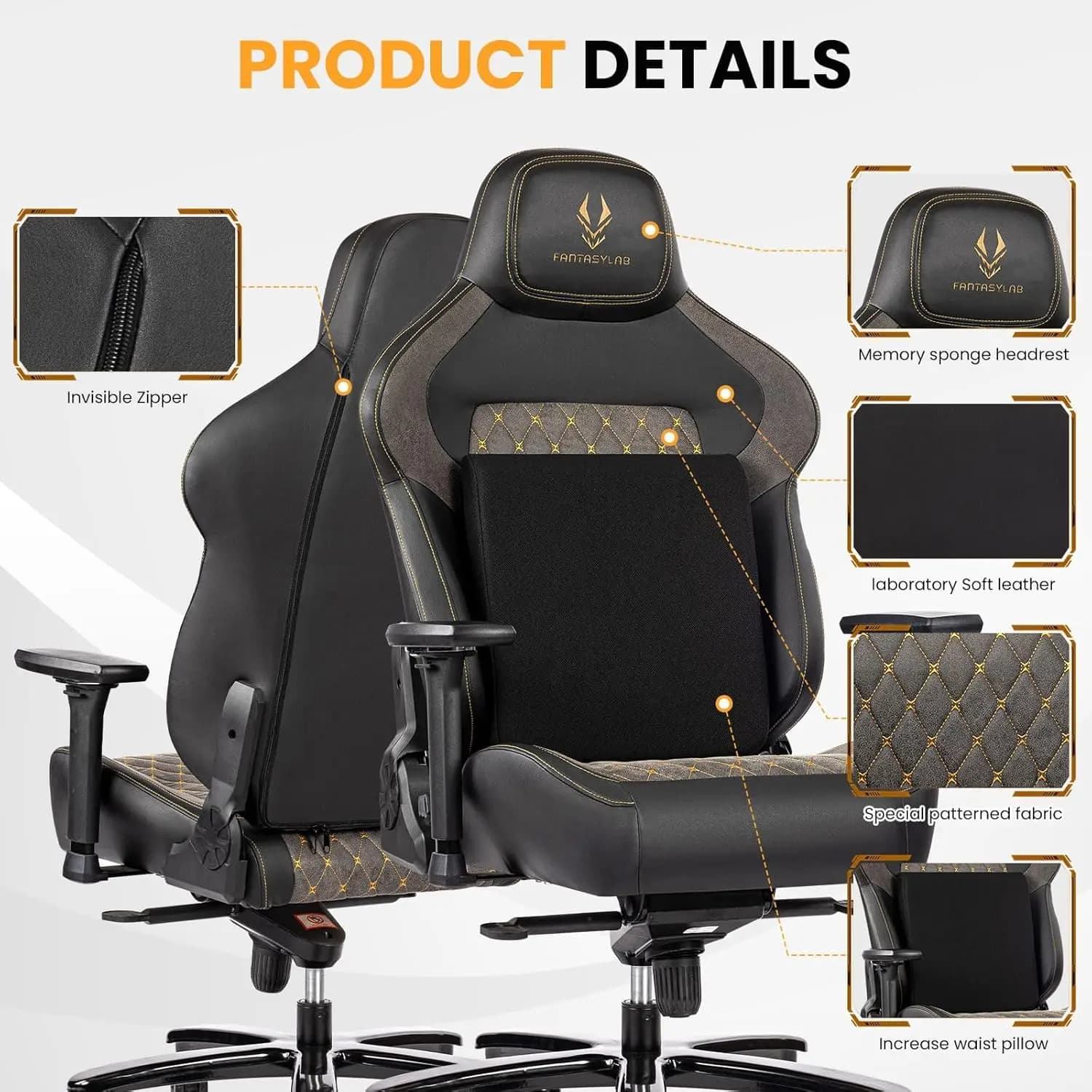 Customized 440LBS Big and Tall Gaming Chair with Metal Base Memory Foam Lumbar Support 4D Adjus Armrest Computer Chair