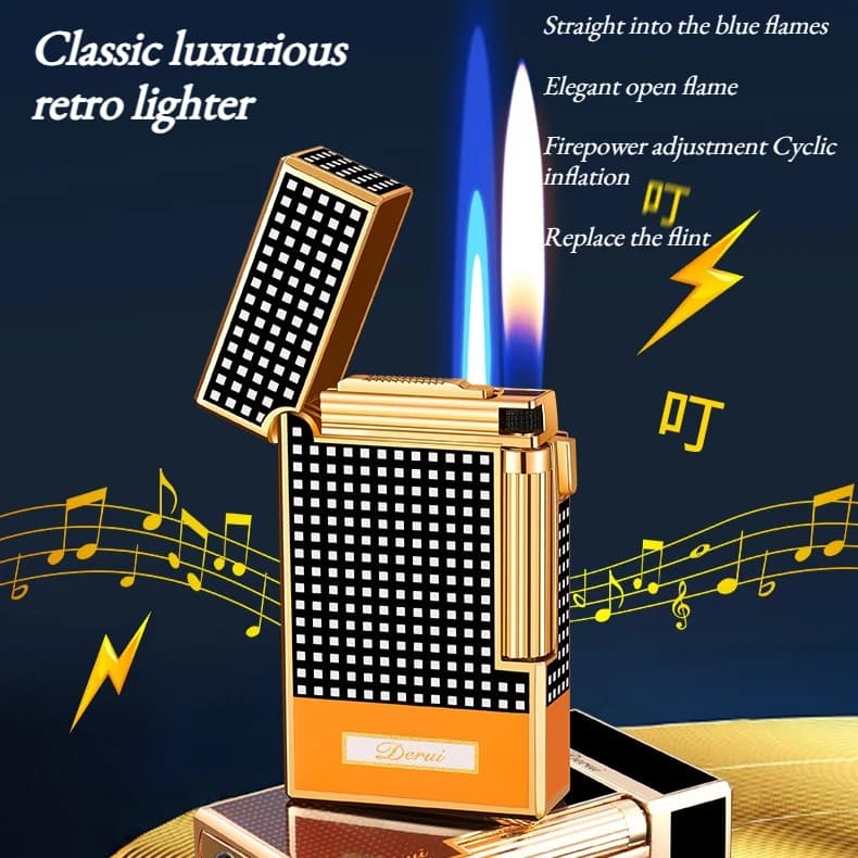 Accendino per Sigari in Metallo a Doppia Fiamma con Fiamma Diretta, Elegante e Lussuoso Regalo di Alta Gamma per Uomo, Accessori per Sigari