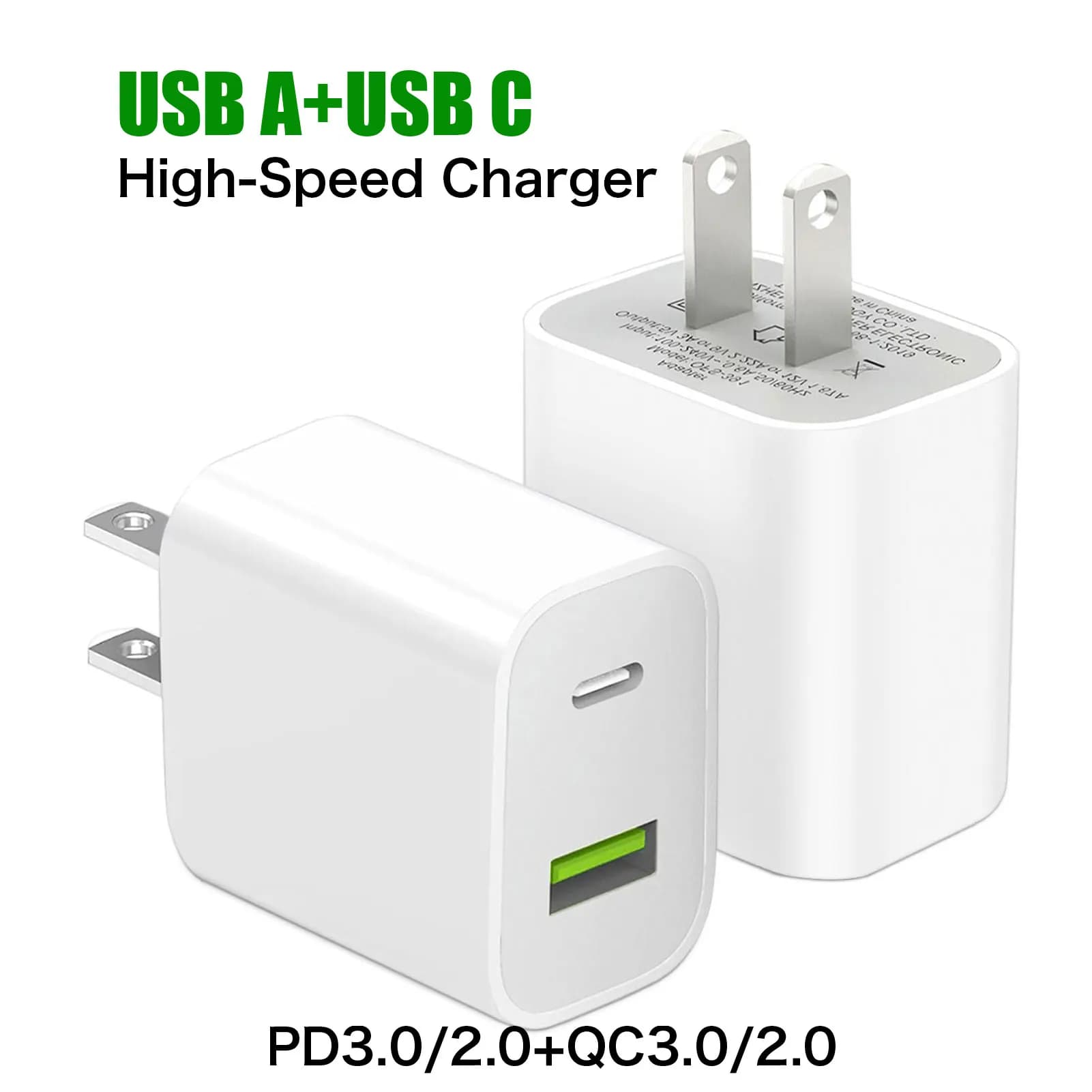 5-1Pcs USB C Charger Block Dual Port PD3.0 Adapter for iPhone 16 15 Samsung Type C Charger USB A QC3.0 Wall Charger Fast Charger