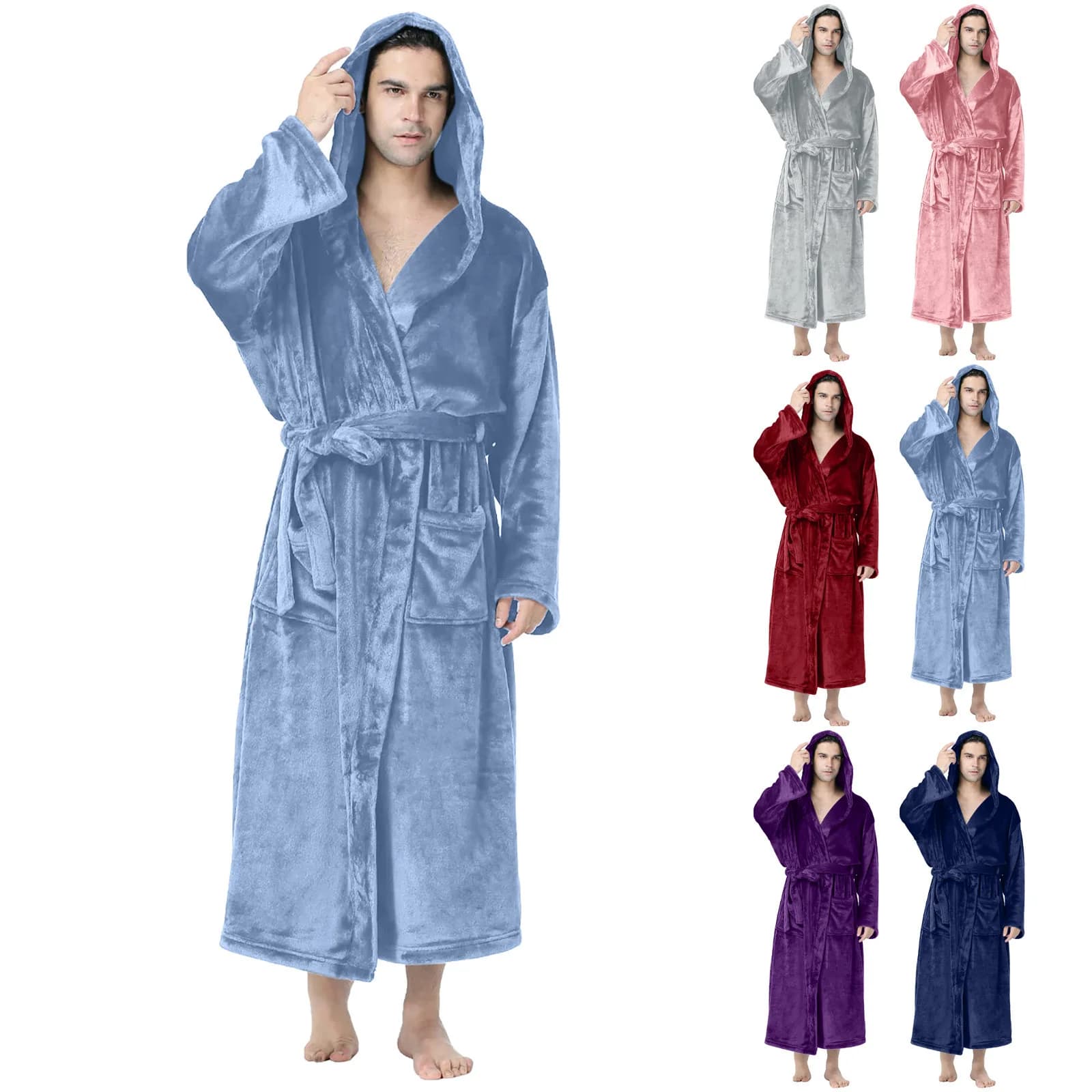 Pigiama invernale da uomo accappatoio abbigliamento per la casa indumenti da notte caldo peluche vestiti per la casa manica lunga Velour abiti da uomo Plus Size S-5XL