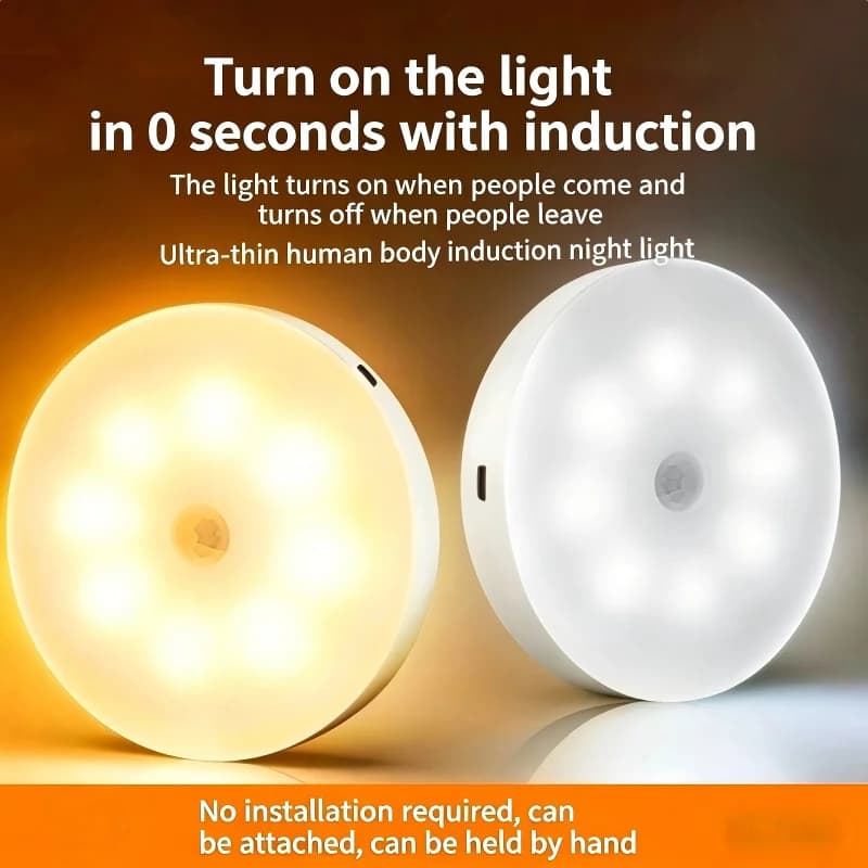Set di 3 Luci Notturne con Sensore di Movimento, Opzione Luce Calda o Fredda, Lampada LED a Induzione Automatica per Comodino, Scale, Corridoio, Cabina