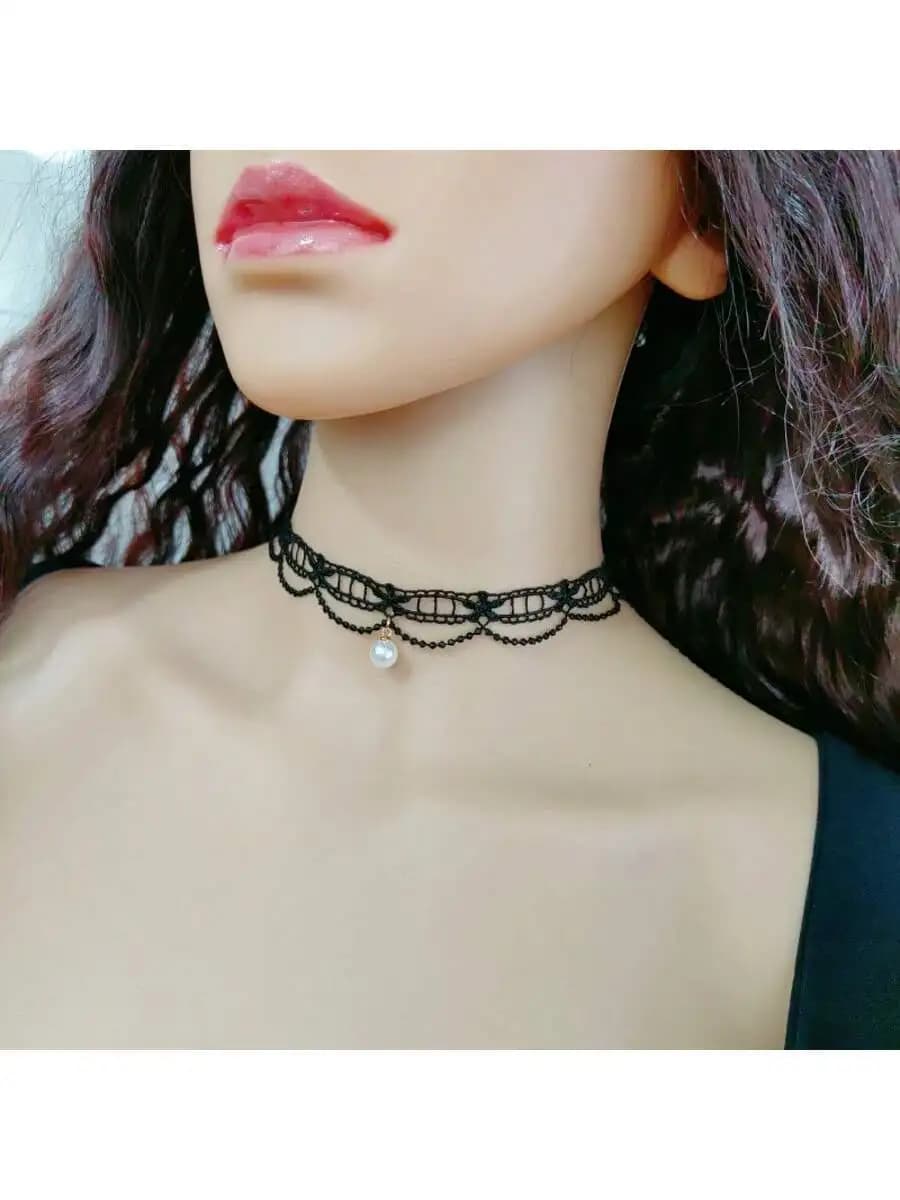 Lace And Pearl Choker Necklace For Women Elegant Collar Chain Daily Vacation Wedding