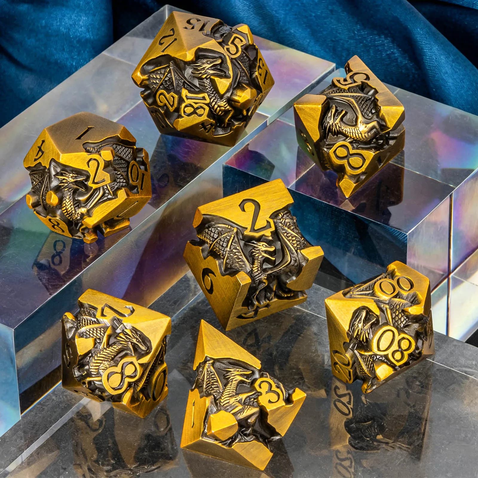 Dungeons and Dragons Dice Set for Role Playing Game, Polyhedral Metal Dice Set DND, D&D Dice Set D20 D12 D10 D8 D6 D4, Gold