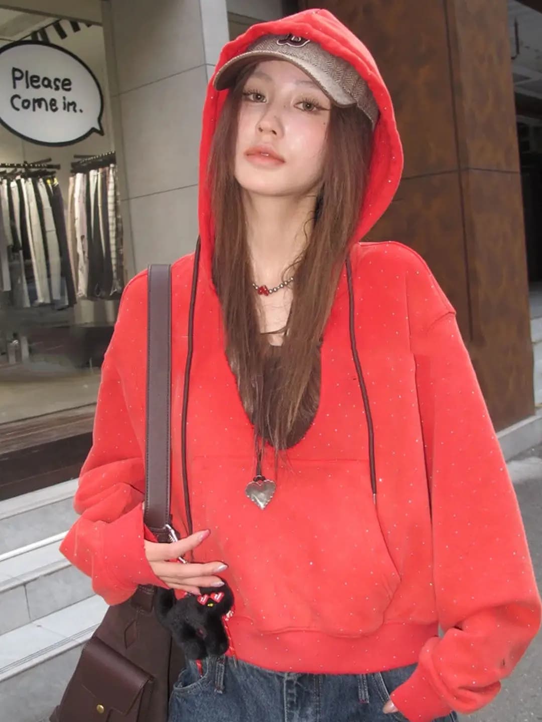 Korean Style Lazy Hat Sweatshirt Women's Autumn Winter Loose Slimming Casual Long Sleeve Hoodie Girls' Daily Wear