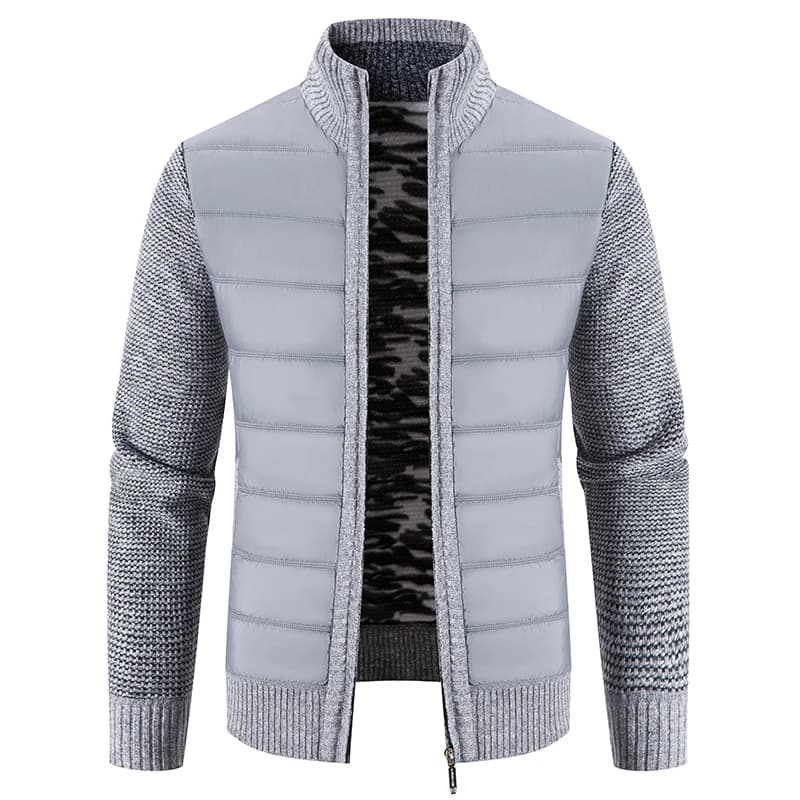 Giacca Moda Uomo con Collo Alto in Maglia, Giacca Invernale Spessa e Calda in Pile, Cardigan con Zip Intera, Giacca Antivento