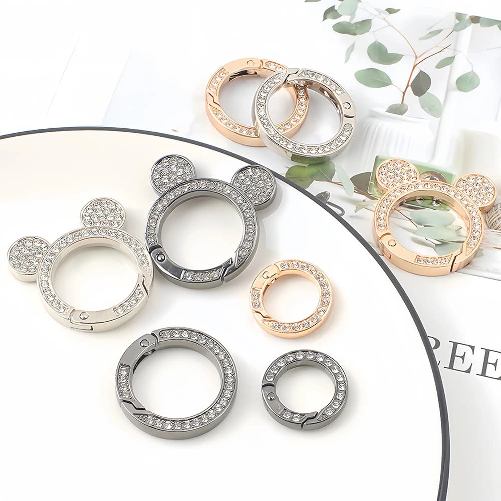 3 pezzi di cristallo strass primavera O Ring chiusura portachiavi rotondo moda portachiavi fibbia per borsa fai da te portachiavi auto accessori gioielli