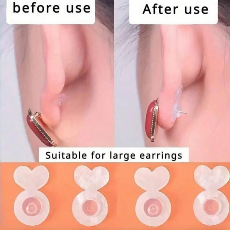 10 pezzi di tappi per orecchie in silicone adatti per orecchini pesanti, scatole portatili da viaggio, cuscinetti di supporto invisibili adatti per orecchini