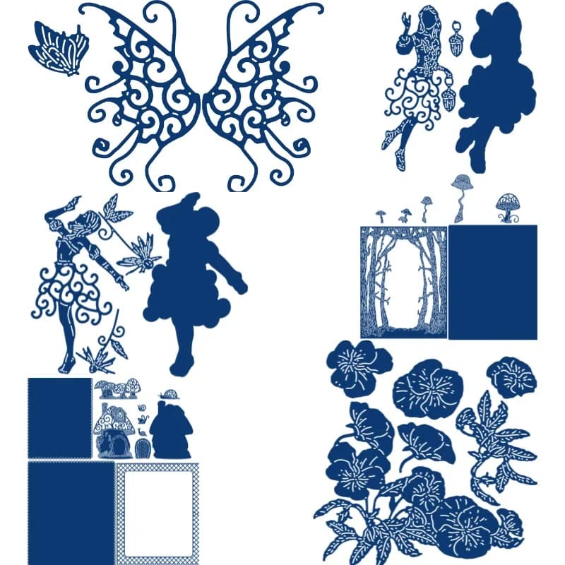 Ali di farfalle estremamente belle e ornamentate, fustelle in metallo per scrapbooking, stencil per taglio di schede, serie Slimline Essentials