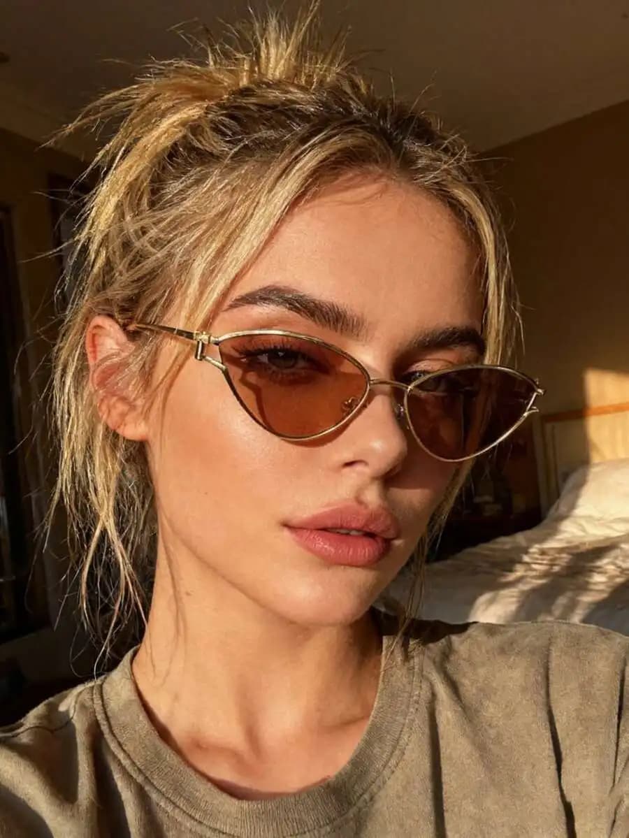 Cat Eye Hollow Frame Metal Fashion Sunglasses For Women Street Style