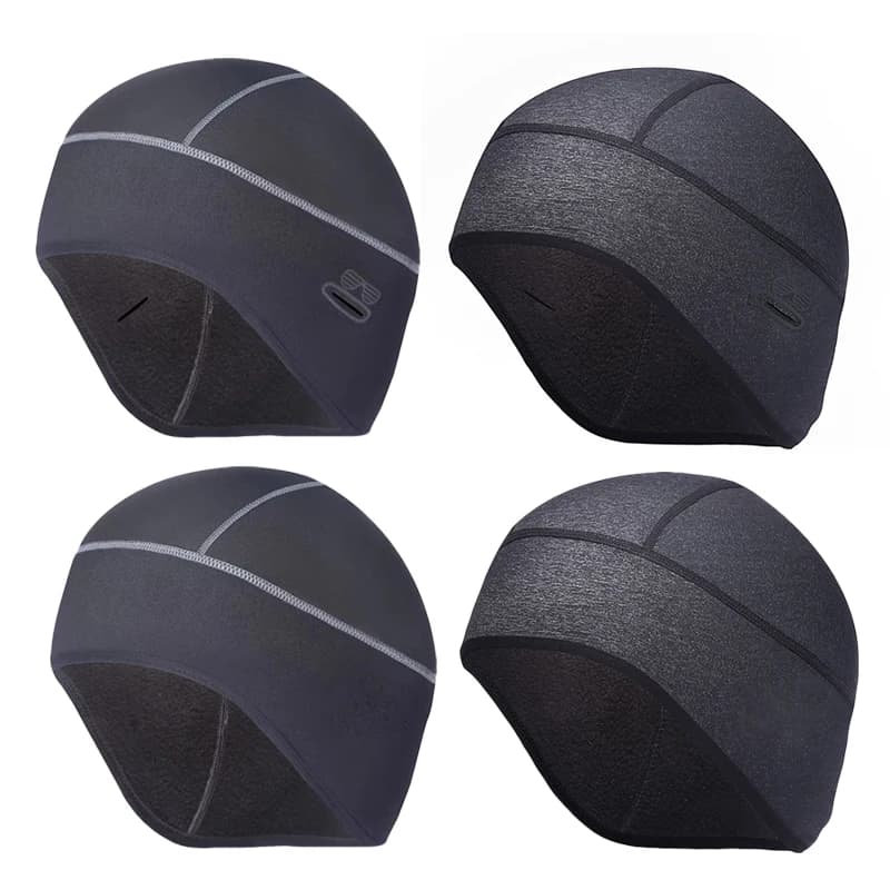 Berretto da ciclismo invernale Berretto termico antivento con teschio Fodera per casco Corsa Sci Moto Equitazione Uomo Cappello da bici MTB con foro per occhiali