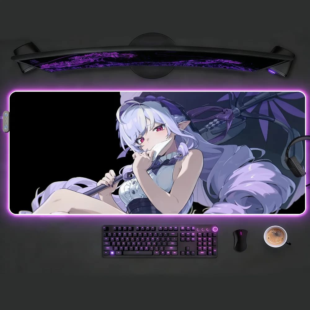 Tappetino per Mouse da Gaming ZZZ Viviana con LED, Retroilluminato, Antiscivolo, in Gomma, XXL RGB, Impermeabile