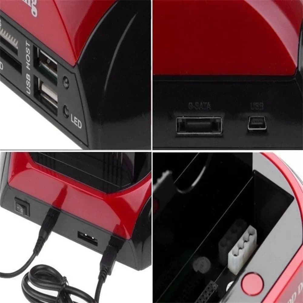 Docking Station Multifunzionale per HDD 2.0, Box Esterno per Dischi Rigidi da 2.5/3.5 Pollici, Doppia USB IDE SATA, Lettore di Schede