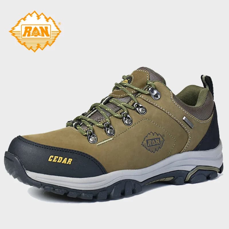Scarpe da trekking impermeabili da uomo in pelle bovina RAN, scarpe da montagna sportive da esterno, sneakers casual da viaggio alla caviglia