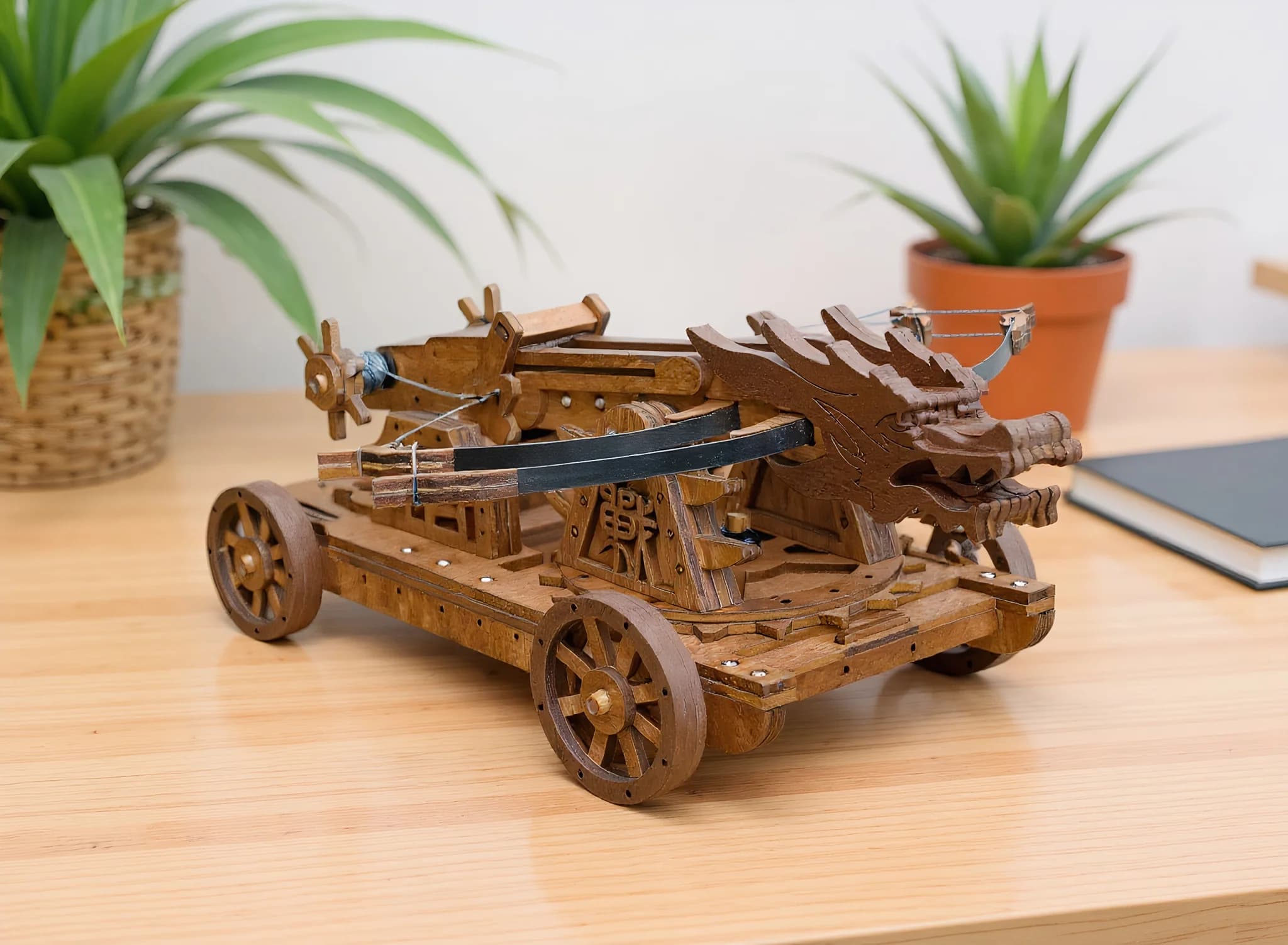 Modello di Catapulta in Blocchi di Legno Scala 1:48, Kit Puzzle 3D in Legno, Macchina da Guerra Antica Fai-da-Te per Adulti
