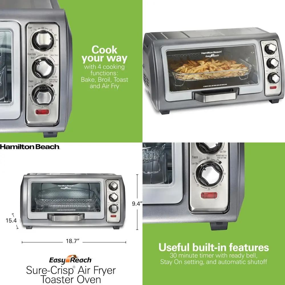 Large Capacity Air Frying Oven with 4 Functions: Convection, Cooking, Grilling, Toasting