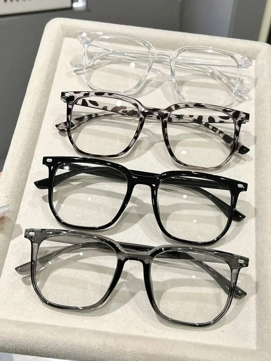 3pcs/Set Women's Geometric Frame Transparent Glasses, Fashion Glasses, Daily Decorative Accessories, Transparent Glasses